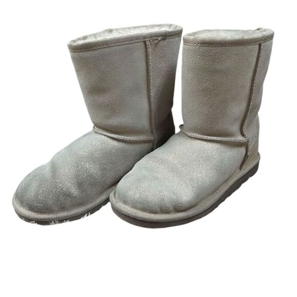 UGG Girls Classic Short Metallic Sparkle tan Boots Size 3 - Picture 1 of 9